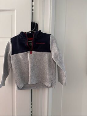 Vineyard Vines Kids Navy & Gray Quarter-Zip Pullover with Red Trim